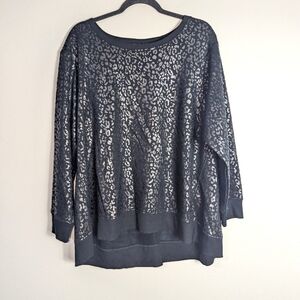 1X Jane + Delancey Black Animal Print Pullover Sweatshirt